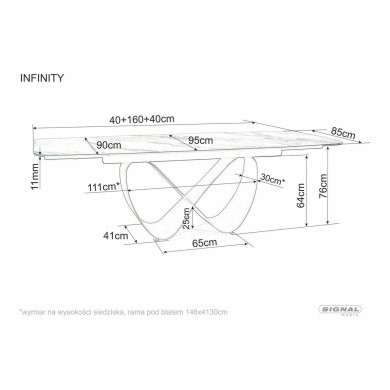 Раскладной обеденный стол Signal INFINITY Ceramic Marmur Белый INFINITYBBR160 фото - 12