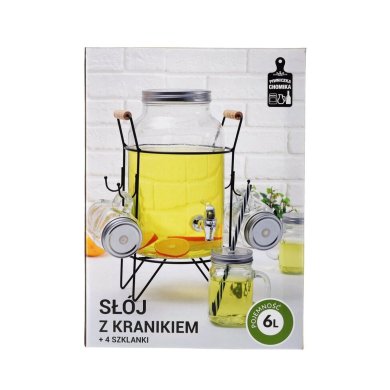 Диспенсер для напитков и 4 стакана Chomik 6 л Прозрачный SIP7965 фото - 2