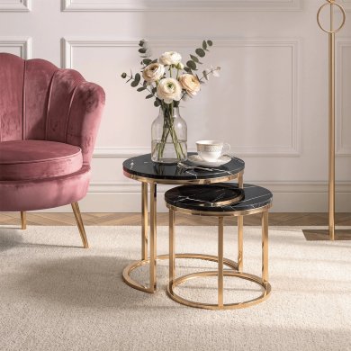 Комплект журнальних столів Mebel Elit MILANO S Ceramic Marmur 2 шт Чорний ME.MILANO60/CZZLM/ZL/L фото - 5