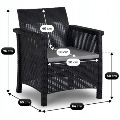Комплект садовой мебели Mebel Elit BRENTA Черный ME.BRENTA/CZ/RT/OGR/ZES фото - 10
