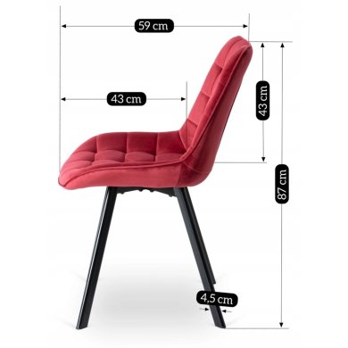 Обеденный стул Mebel Elit RICK Welur Бордовый - 10 Обеденный стул Mebel Elit RICK Welur Бордовый ME.RICK/BOR/V/K фото - 10