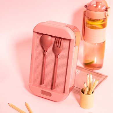 Ланч-бокс з столовими приборами Homla KLODI 1,1 л Бордовий 218075 фото - 6