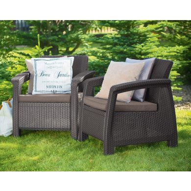 Комплект садових крісел Keter CORFU 2 шт Коричневий - 3 Комплект садових крісел Keter CORFU 2 шт Коричневий 258944 фото - 3