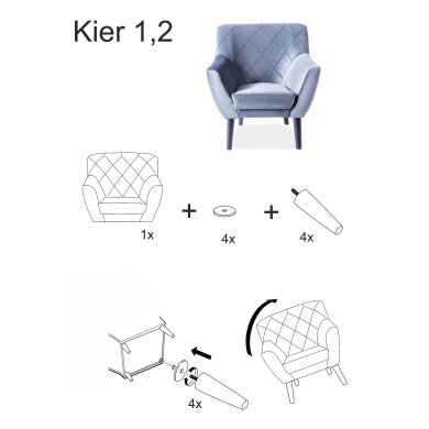 Крісло м'яке Signal KIER 1 Welur Каррі KIER1V68BU фото - 2