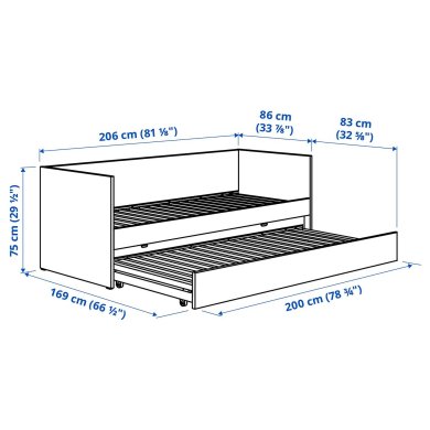 IKEA Раскладная кушетка с 2 матрасами VIHALS 80x200 см Белый (ИКЕА ВИХАЛС) 89580637 фото - 14