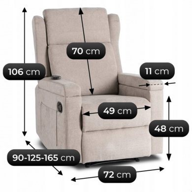 Крісло м'яке розкладне масажне з реклайнером Mebel Elit SEBASTIAN Бежевий ME.SEBASTIAN/BZ/T/FW фото - 16