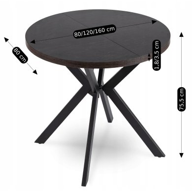 Раскладной обеденный стол Mebel Elit DORIAN Черный - 12 Раскладной обеденный стол Mebel Elit DORIAN Черный ME.DORIAN/CZ/CZ/S фото - 12