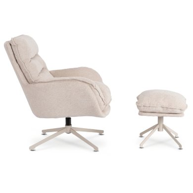 Кресло мягкое поворотное с подставкой Mebel Elit PASADENA Кремовый ME.PASADENA/KR/KR/T/FW фото - 6