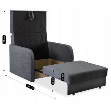 Кресло мягкое раскладное Mebel Elit VERO Welur Серый PPHUE.BASIA1/PAROS6/FW фото - 12