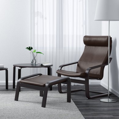 IKEA Кресло-качалка с подставкой POANG Темно-коричневый (ИКЕА ПОАНГ) 59551071 фото - 6