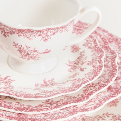 Чашка з блюдцем Homla LOURRY 200 мл Червоний 242170 фото - 4