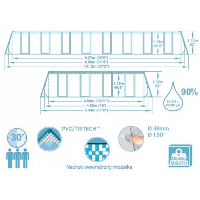 Каркасний басейн Bestway 56623 POWER STEEL 956х488х132 см Сірий BES56623 фото - 3