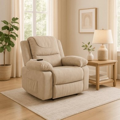 Кресло мягкое раскладное массажное с реклайнером Mebel Elit FENIX Velvet Бежевый ME.FENIX/BZ/SZTR/FW фото - 15