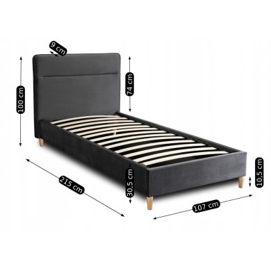 Кровать Mebel Elit NICEA Welur 90x200 см Серый - 6 Кровать Mebel Elit NICEA Welur 90x200 см Серый ME.NICEA/90/P/V/LOZ фото - 6