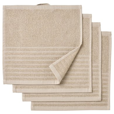 IKEA Набор полотенец для лица VAGSJON 30х30 см 4 шт Бежевый (ИКЕА VÅGSJÖN) 80494620 фото - 4