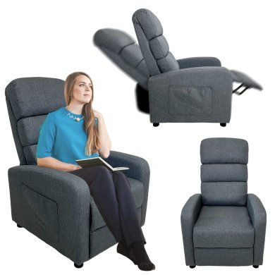 Крісло м'яке розкладне з реклайнером Kontrast CHILI Сірий 5.01.14447 фото - 7