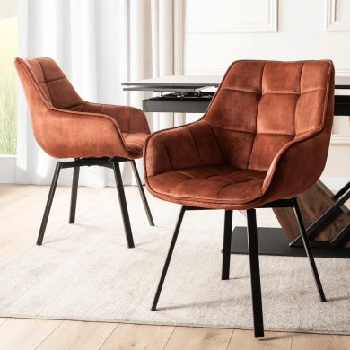 Обідній стілець поворотний Mebel Elit LUNA Welur Рудий ME.LUNA/RD/V/K фото - 5