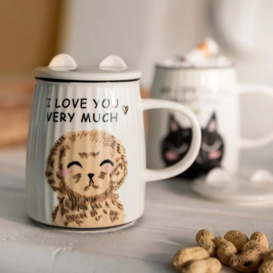 Кружка с крышкой Homla MILU 450 мл | Белый / Принт 218288 фото - 4