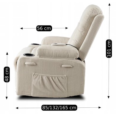 Крісло м'яке розкладне масажне з реклайнером Mebel Elit BOX Velvet Бежевий - 17 Крісло м'яке розкладне масажне з реклайнером Mebel Elit BOX Velvet Бежевий ME.BOX2/BZ/SZTR/FW фото - 17