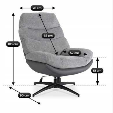 Кресло мягкое поворотное Mebel Elit ASTURIA Серый ME.ASTURIA/P/T/P/E/CZ/FW фото - 8