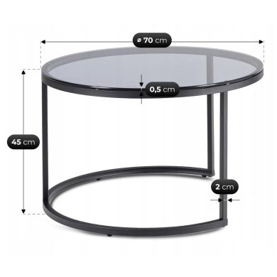 Комплект журнальних столів Mebel Elit CARRERA MAX 2 шт Чорний ME.CARRERAMAX/P/CZ/SZKL/L фото - 7