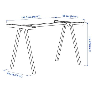 IKEA Основа для стола TROTTEN 120 см Антрацит (ИКЕА ТРОТТЕН) 90474848 фото - 2