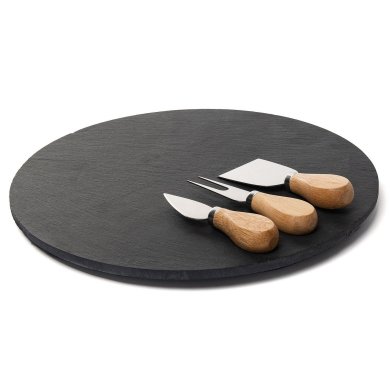 Сервірувальна дошка обертова з ножами Homla STONE 30 см Чорний 239459 фото - 2