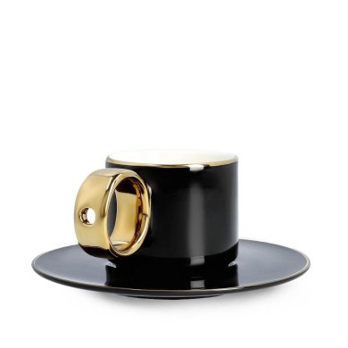 Чашка з блюдцем та ложкою Homla NILA 150 мл | Чорний / Золотий - 5 Чашка з блюдцем та ложкою Homla NILA 150 мл | Чорний / Золотий 200847 фото - 5