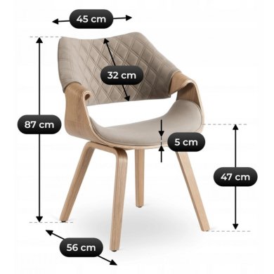 Обідній стілець Mebel Elit LUISE Welur Бежевий ME.LUISE/BZ/DZ/V/DG/K фото - 6