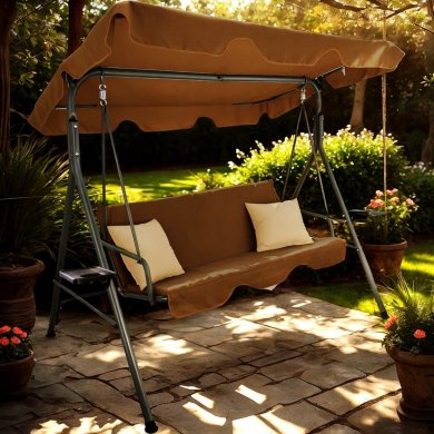 Садова гойдалка Garden Line 170x118x153 см Коричневий KRE7626 фото - 10