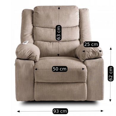 Кресло мягкое раскладное с реклайнером Mebel Elit JASPER Бежевый ME.JASPER/BZ/T/FW фото - 14