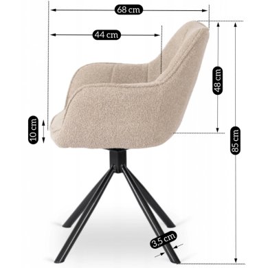 Обідній стілець поворотний Mebel Elit PEONY Бежевий ME.PEONY/BZ/T/K фото - 13