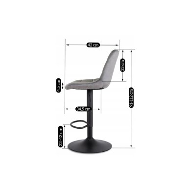 Барний стілець Mebel Elit ARCOS 2 Welur Сірий ME.ARCOS2/P/V/H фото - 11