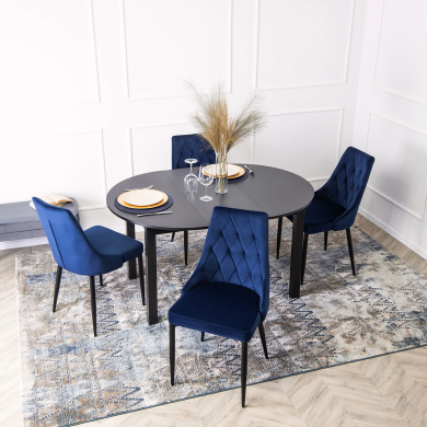 Обеденный комплект мебели Mebel Elit HARRY CORK | Черный / Синий - 4 Обеденный комплект мебели Mebel Elit HARRY CORK | Черный / Синий HARRY/CZ/S/CORK/GR/V/Z4/K фото - 4