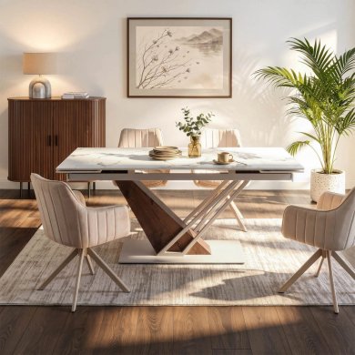 Раскладной обеденный стол Mebel Elit REX Ceramic Marmur Белый ME.REX/B/O/KASZ/S160-220 фото - 6