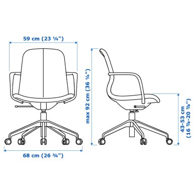 IKEA Офісне крісло LANGFJALL Синій (ИКЕА ЛАНГФЬЯЛЛЬ) 69252769 фото - 19