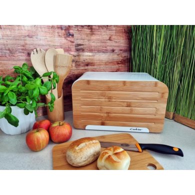 Хлебница Chomik ORIGANO 35x20x21 см | Белый / Дерево NEL7144 фото - 5