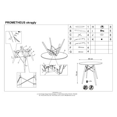 Обеденный стол Halmar PROMETHEUS Белый - 2 Обеденный стол Halmar PROMETHEUS Белый V-CH-PROMETHEUS_OKRĄGŁY-ST фото - 2