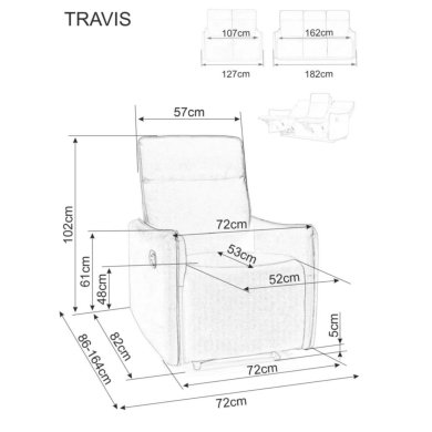 Розкладний диван Signal TRAVIS 3 Velvet Сірий TRAVIS3VSZ фото - 6
