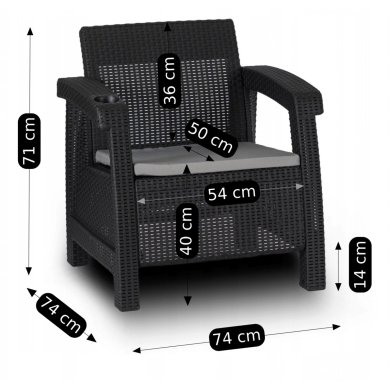 Комплект садових меблів Mebel Elit OKLAND Чорний ME.OKLAND/CZ/RT/OGR/ZES фото - 13