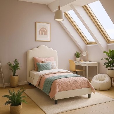 Кровать Mebel Elit CRATER Boucle 90x200 см Кремовый ME.CRATER/90/KR/TB/LOZ