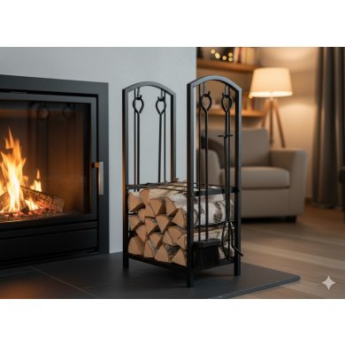 Дровница с аксессуарами Garden Line 40x30x74 см Черный KOM5882 фото - 2