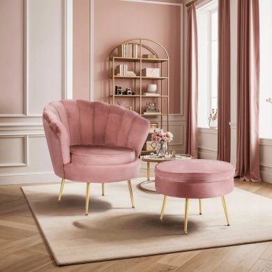 Крісло м'яке з підставкою Mebel Elit GRAND Welur Рожевий ME.GRAND/R/V/FW фото - 8