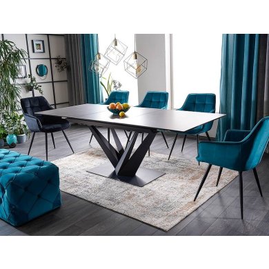 Раскладной обеденный стол Signal SORENTO Marmur Черный SORENTOCC160 фото - 6