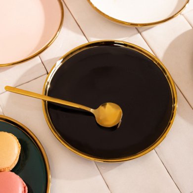 Тарелка десертная Homla SINNES 15 см | Черный / Золотой 162895 фото - 5