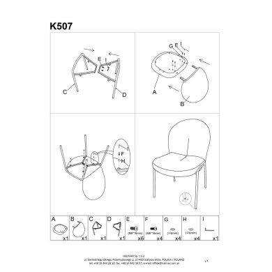 Обеденный стул Halmar K507 Кремовый - 18 Обеденный стул Halmar K507 Кремовый V-CH-K/507-KR фото - 18