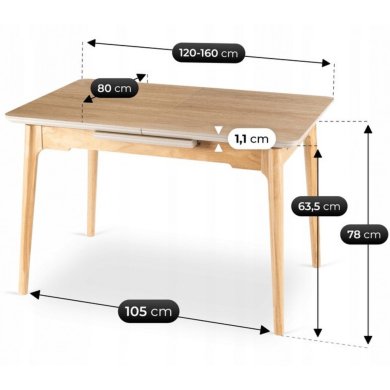 Раскладной обеденный стол Mebel Elit SAMER Дуб золотой ME.SAMER/D/D/CER/S120-160 фото - 10