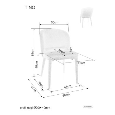 Обеденный стул Signal TINO Светло-серый TINOWSZ фото - 6