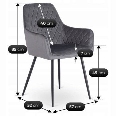 Обеденный стул Mebel Elit BRESSO Welur Серый ME.BRESSO/P/CZ/V/K фото - 9