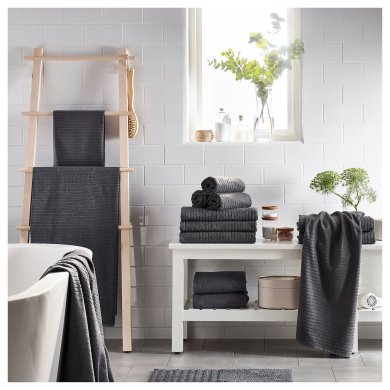 Полотенце для рук VAGSJON 50х100 см Темно-серый - 2 IKEA Полотенце для рук VAGSJON 50х100 см Темно-серый (ИКЕА VÅGSJÖN) 00353619 фото - 2